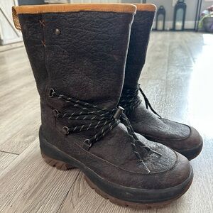 Ulu Aniu Shearling-Lined American Bison Leather Boots Men’s Sz 11